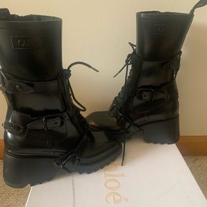 Chloe Lace up rain boots size 37.. worn once